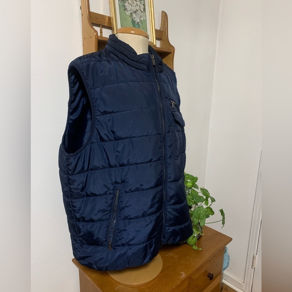 Joseph Abboud Navy Puffer Vest XXL Water Repellent Outdoor Ready Like New - Picture 7 of 16